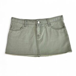 Vintage Y2K Olive Green Denim Low Rise Micro Mini Skirt Size 5